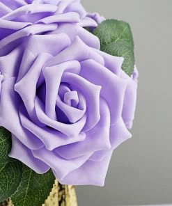 HIER_5120 24 Roses | 5" Lavender Artificial Foam Rose With Stems And Leaves - 16 Colors 22 HIER_5120 24 Roses | 5