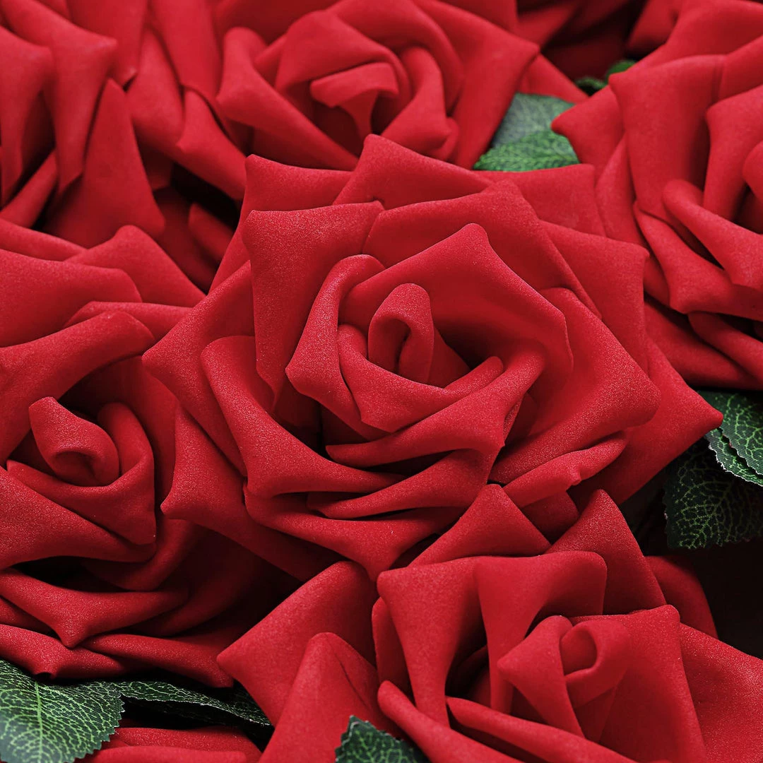 HIER_5120 24 Roses | 5" Red Artificial Foam Rose With Stems And Leaves - 16 Colors Craft Flowers 14 HIER_5120 24 Roses | 5" Red Artificial Foam Rose With Stems And Leaves - 16 Colors Craft Flowers