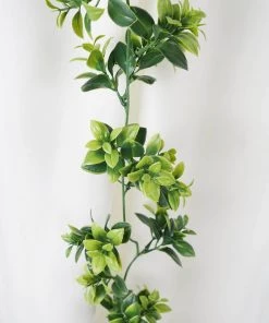 Silkflowersfactory 5 Feet | Dark & Light Green Artificial Leaf Garland - 2 Pack