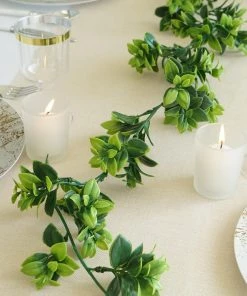 Silkflowersfactory 5 Feet | Dark & Light Green Artificial Leaf Garland - 2 Pack