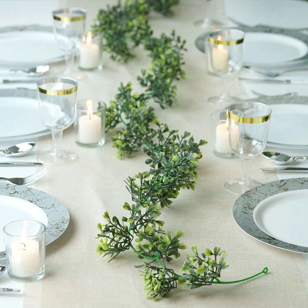 Silkflowersfactory 5 Feet | Light & Dark Green Artificial Boxwood Leaf Garland - 2 Pack 4 Silkflowersfactory 5 Feet | Light & Dark Green Artificial Boxwood Leaf Garland - 2 Pack