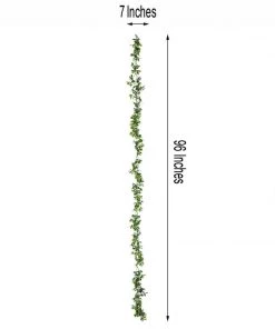 Silkflowersfactory Garlands 8 Feet | Green Artificial Boxwood Leaf Garland