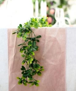 Silkflowersfactory Garlands 8 Feet | Green Artificial Boxwood Leaf Garland