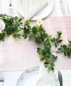 Silkflowersfactory Garlands 8 Feet | Green Artificial Boxwood Leaf Garland