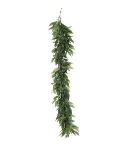 Silkflowersfactory 4 Feet | Real Touch Willow & Frond Leaves Green Artificial Garland