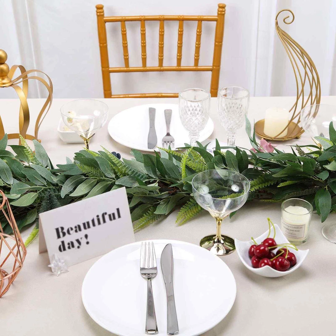 Silkflowersfactory 4 Feet | Real Touch Willow & Frond Leaves Green Artificial Garland 6 Silkflowersfactory 4 Feet | Real Touch Willow & Frond Leaves Green Artificial Garland