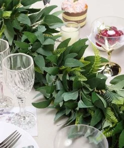 Silkflowersfactory 4 Feet | Real Touch Willow & Frond Leaves Green Artificial Garland 21 Silkflowersfactory 4 Feet | Real Touch Willow & Frond Leaves Green Artificial Garland