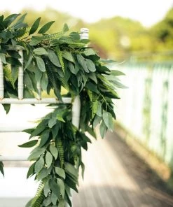 Silkflowersfactory 4 Feet | Real Touch Willow & Frond Leaves Green Artificial Garland 31 Silkflowersfactory 4 Feet | Real Touch Willow & Frond Leaves Green Artificial Garland