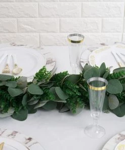 Silkflowersfactory Garlands 3 Feet | Real Touch Eucalyptus & Boxwood Leaves Green Artificial Garland Vines 18 Silkflowersfactory Garlands 3 Feet | Real Touch Eucalyptus & Boxwood Leaves Green Artificial Garland Vines