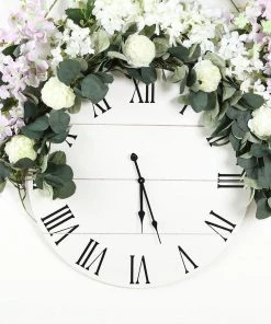 Silkflowersfactory 42" Frosted Green Artificial Eucalyptus Leaves Garland With Ranunculus Flowers Garlands