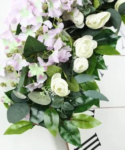 Silkflowersfactory Garlands 4 Feet | Real Touch Green Eucalyptus & Willow Leaves Garland With Ranunculus Flowers 18 Silkflowersfactory Garlands 4 Feet | Real Touch Green Eucalyptus & Willow Leaves Garland With Ranunculus Flowers