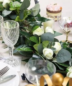 Silkflowersfactory Garlands 4 Feet | Real Touch Green Eucalyptus & Willow Leaves Garland With Ranunculus Flowers 23 Silkflowersfactory Garlands 4 Feet | Real Touch Green Eucalyptus & Willow Leaves Garland With Ranunculus Flowers