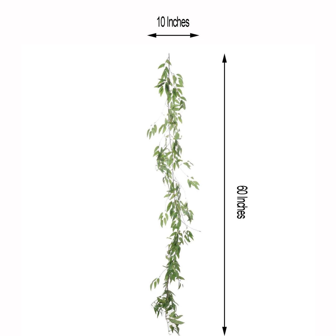 Silkflowersfactory 5 Feet | Real Touch Willow Green Leaves Artificial Garland Vines Garlands 10 Silkflowersfactory 5 Feet | Real Touch Willow Green Leaves Artificial Garland Vines Garlands