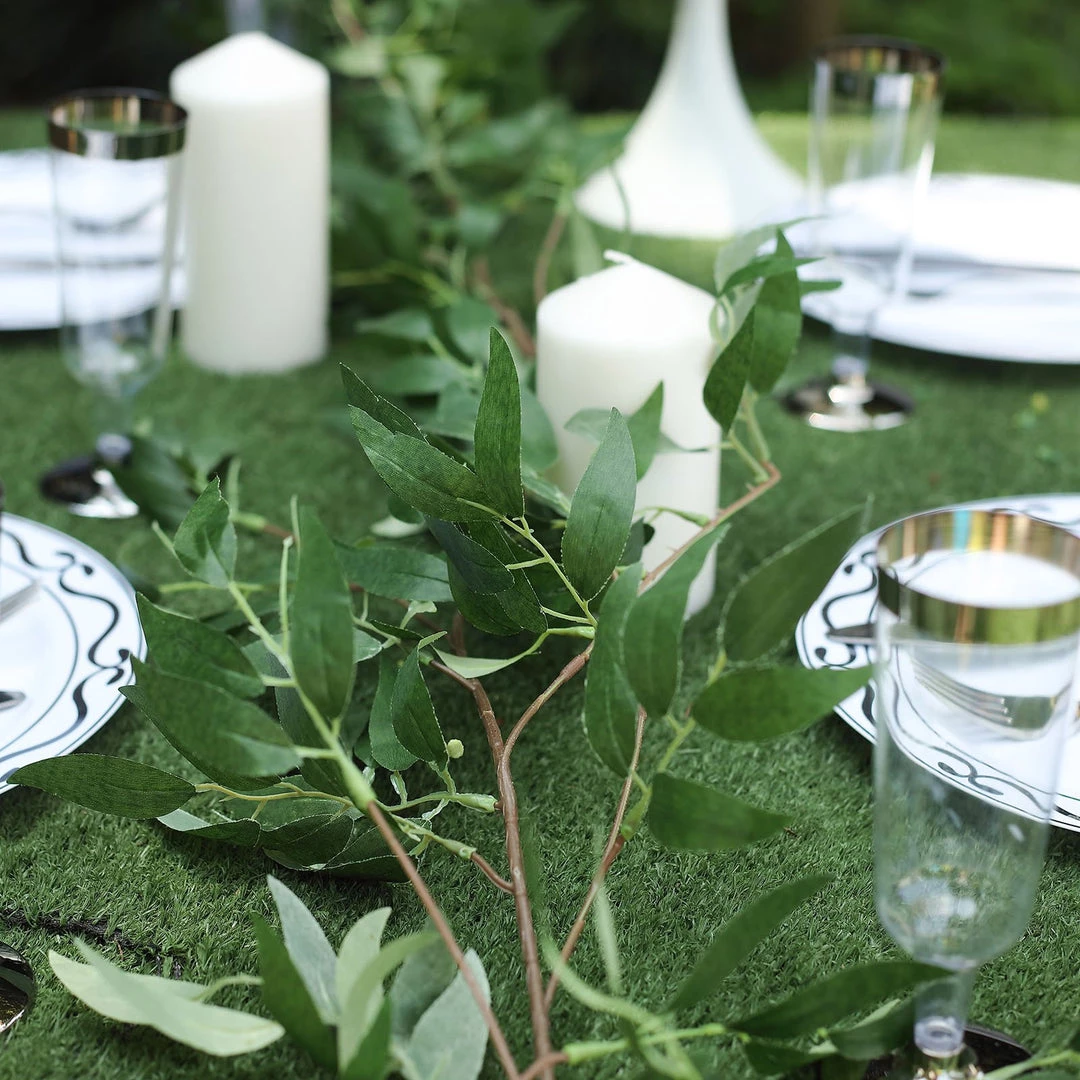 Silkflowersfactory 5 Feet | Real Touch Willow Green Leaves Artificial Garland Vines Garlands 14 Silkflowersfactory 5 Feet | Real Touch Willow Green Leaves Artificial Garland Vines Garlands