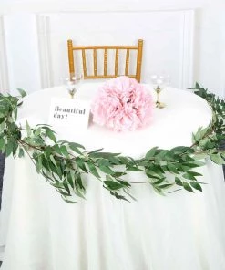 Silkflowersfactory 5 Feet | Real Touch Willow Green Leaves Artificial Garland Vines Garlands