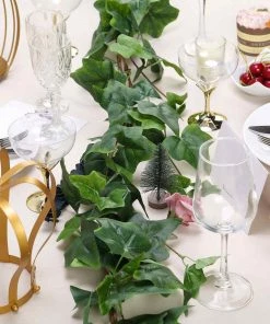 Silkflowersfactory Garlands 5 Feet | Real Touch Green Ivy Leaves Artificial Garland Vines