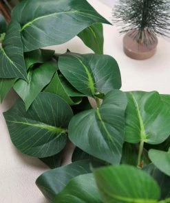 Silkflowersfactory 5 Feet | Real Touch Green Poplar Leaves Artificial Garland Vines Garlands