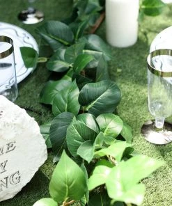 Silkflowersfactory 5 Feet | Real Touch Green Poplar Leaves Artificial Garland Vines Garlands