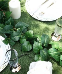 Silkflowersfactory 5 Feet | Real Touch Green Poplar Leaves Artificial Garland Vines Garlands