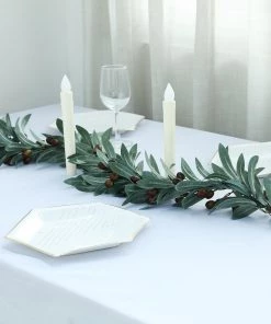 Silkflowersfactory 43" Faux Olive Branch Garland, Artificial Greenery Garland With Olives Garlands