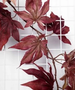 HIER_1220 6FT Artificial Silk Maple Fall Leaf Garland, Hanging Vine, Fall Decor - Burgundy Plant Garlands