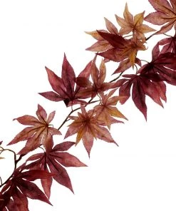 HIER_1220 6FT Artificial Silk Maple Fall Leaf Garland, Hanging Vine, Fall Decor - Burgundy Plant Garlands