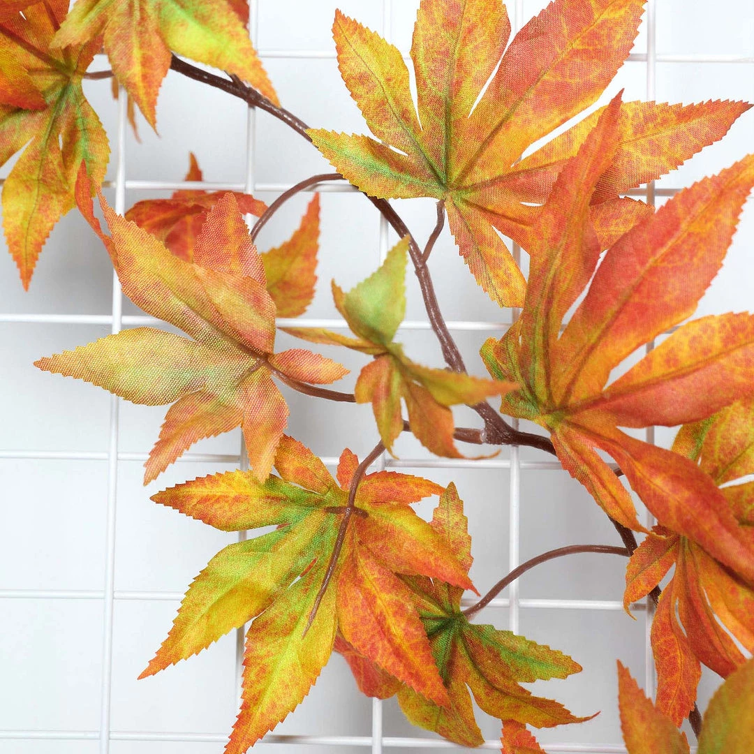 HIER_1220 6FT Artificial Silk Maple Fall Leaf Garland, Hanging Vine, Fall Decor - Orange 4 HIER_1220 6FT Artificial Silk Maple Fall Leaf Garland, Hanging Vine, Fall Decor - Orange