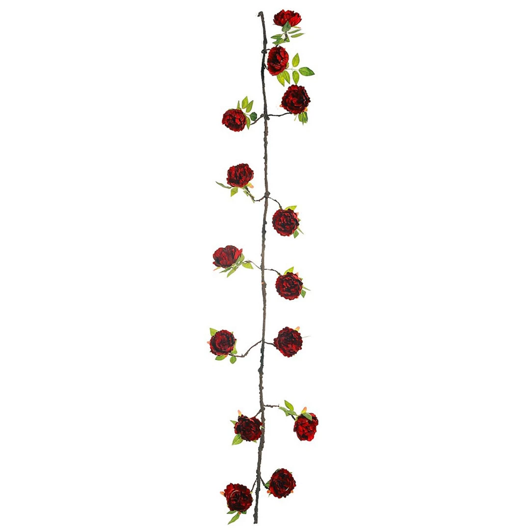 HIER_1210 6FT | Burgundy | 14 Flowers Silk Peony Garland | Bendable Wire Vines | Artificial Flower Garlands 17 HIER_1210 6FT | Burgundy | 14 Flowers Silk Peony Garland | Bendable Wire Vines | Artificial Flower Garlands