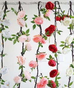 HIER_1210 Artificial Flowers 6FT | White | 14 Flowers Silk Peony Garland | Bendable Wire Vines | Artificial Flower Garlands 26 HIER_1210 Artificial Flowers 6FT | White | 14 Flowers Silk Peony Garland | Bendable Wire Vines | Artificial Flower Garlands