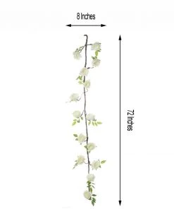 HIER_1210 Artificial Flowers 6FT | Cream | 14 Flowers Silk Peony Garland | Bendable Wire Vines | Artificial Flower Garlands