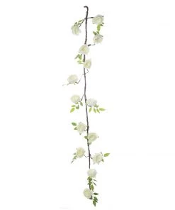 HIER_1210 Artificial Flowers 6FT | Cream | 14 Flowers Silk Peony Garland | Bendable Wire Vines | Artificial Flower Garlands