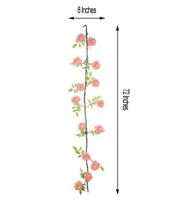 HIER_1210 6FT | Pink | 14 Flowers Silk Peony Garland | Bendable Wire Vines | Artificial Flower Garlands