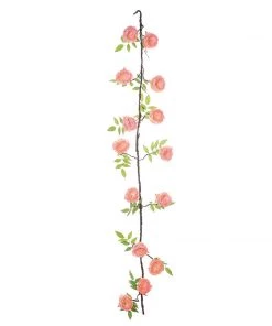 HIER_1210 6FT | Pink | 14 Flowers Silk Peony Garland | Bendable Wire Vines | Artificial Flower Garlands