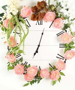 HIER_1210 6FT | Pink | 14 Flowers Silk Peony Garland | Bendable Wire Vines | Artificial Flower Garlands