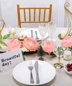 HIER_1210 6FT | Pink | 14 Flowers Silk Peony Garland | Bendable Wire Vines | Artificial Flower Garlands