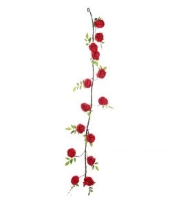 HIER_1210 6FT | Red | 14 Flowers Silk Peony Garland | Bendable Wire Vines | Artificial Flower Garlands 35 HIER_1210 6FT | Red | 14 Flowers Silk Peony Garland | Bendable Wire Vines | Artificial Flower Garlands