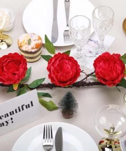 HIER_1210 6FT | Red | 14 Flowers Silk Peony Garland | Bendable Wire Vines | Artificial Flower Garlands 29 HIER_1210 6FT | Red | 14 Flowers Silk Peony Garland | Bendable Wire Vines | Artificial Flower Garlands