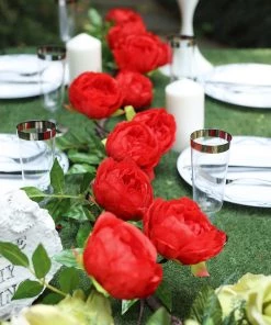 HIER_1210 6FT | Red | 14 Flowers Silk Peony Garland | Bendable Wire Vines | Artificial Flower Garlands 36 HIER_1210 6FT | Red | 14 Flowers Silk Peony Garland | Bendable Wire Vines | Artificial Flower Garlands