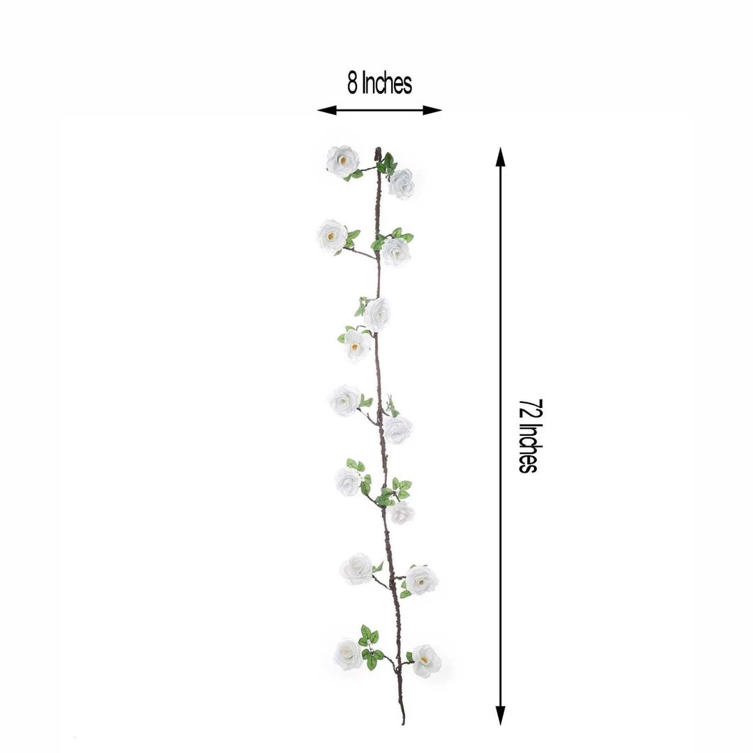 HIER_1210 Artificial Flowers 6FT | White | 14 Flowers Silk Peony Garland | Bendable Wire Vines | Artificial Flower Garlands 5 HIER_1210 Artificial Flowers 6FT | White | 14 Flowers Silk Peony Garland | Bendable Wire Vines | Artificial Flower Garlands