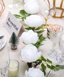 HIER_1210 Artificial Flowers 6FT | White | 14 Flowers Silk Peony Garland | Bendable Wire Vines | Artificial Flower Garlands 24 HIER_1210 Artificial Flowers 6FT | White | 14 Flowers Silk Peony Garland | Bendable Wire Vines | Artificial Flower Garlands