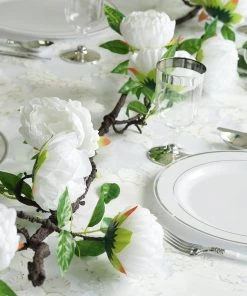 HIER_1210 Artificial Flowers 6FT | White | 14 Flowers Silk Peony Garland | Bendable Wire Vines | Artificial Flower Garlands 30 HIER_1210 Artificial Flowers 6FT | White | 14 Flowers Silk Peony Garland | Bendable Wire Vines | Artificial Flower Garlands