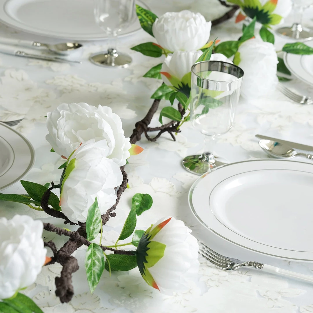 HIER_1210 Artificial Flowers 6FT | White | 14 Flowers Silk Peony Garland | Bendable Wire Vines | Artificial Flower Garlands 12 HIER_1210 Artificial Flowers 6FT | White | 14 Flowers Silk Peony Garland | Bendable Wire Vines | Artificial Flower Garlands