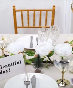 HIER_1210 Artificial Flowers 6FT | White | 14 Flowers Silk Peony Garland | Bendable Wire Vines | Artificial Flower Garlands 27 HIER_1210 Artificial Flowers 6FT | White | 14 Flowers Silk Peony Garland | Bendable Wire Vines | Artificial Flower Garlands