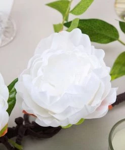 HIER_1210 Artificial Flowers 6FT | White | 14 Flowers Silk Peony Garland | Bendable Wire Vines | Artificial Flower Garlands 32 HIER_1210 Artificial Flowers 6FT | White | 14 Flowers Silk Peony Garland | Bendable Wire Vines | Artificial Flower Garlands