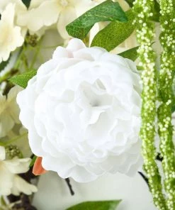 HIER_1210 Artificial Flowers 6FT | White | 14 Flowers Silk Peony Garland | Bendable Wire Vines | Artificial Flower Garlands 33 HIER_1210 Artificial Flowers 6FT | White | 14 Flowers Silk Peony Garland | Bendable Wire Vines | Artificial Flower Garlands
