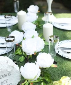 HIER_1210 Artificial Flowers 6FT | White | 14 Flowers Silk Peony Garland | Bendable Wire Vines | Artificial Flower Garlands 36 HIER_1210 Artificial Flowers 6FT | White | 14 Flowers Silk Peony Garland | Bendable Wire Vines | Artificial Flower Garlands