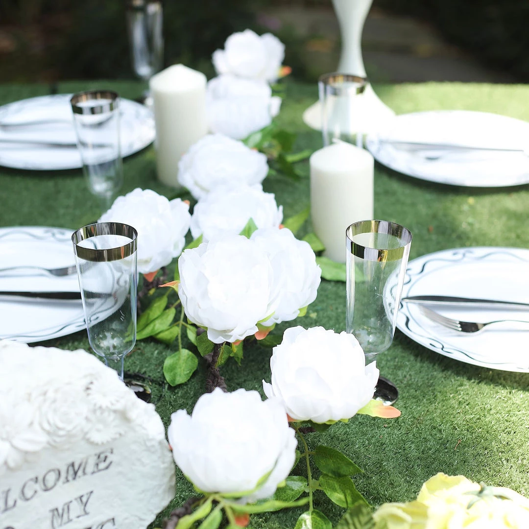 HIER_1210 Artificial Flowers 6FT | White | 14 Flowers Silk Peony Garland | Bendable Wire Vines | Artificial Flower Garlands 18 HIER_1210 Artificial Flowers 6FT | White | 14 Flowers Silk Peony Garland | Bendable Wire Vines | Artificial Flower Garlands