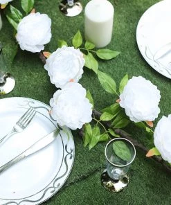 HIER_1210 Artificial Flowers 6FT | White | 14 Flowers Silk Peony Garland | Bendable Wire Vines | Artificial Flower Garlands 37 HIER_1210 Artificial Flowers 6FT | White | 14 Flowers Silk Peony Garland | Bendable Wire Vines | Artificial Flower Garlands