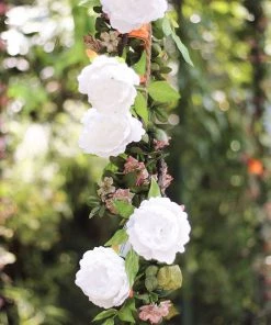 HIER_1210 Artificial Flowers 6FT | White | 14 Flowers Silk Peony Garland | Bendable Wire Vines | Artificial Flower Garlands 39 HIER_1210 Artificial Flowers 6FT | White | 14 Flowers Silk Peony Garland | Bendable Wire Vines | Artificial Flower Garlands