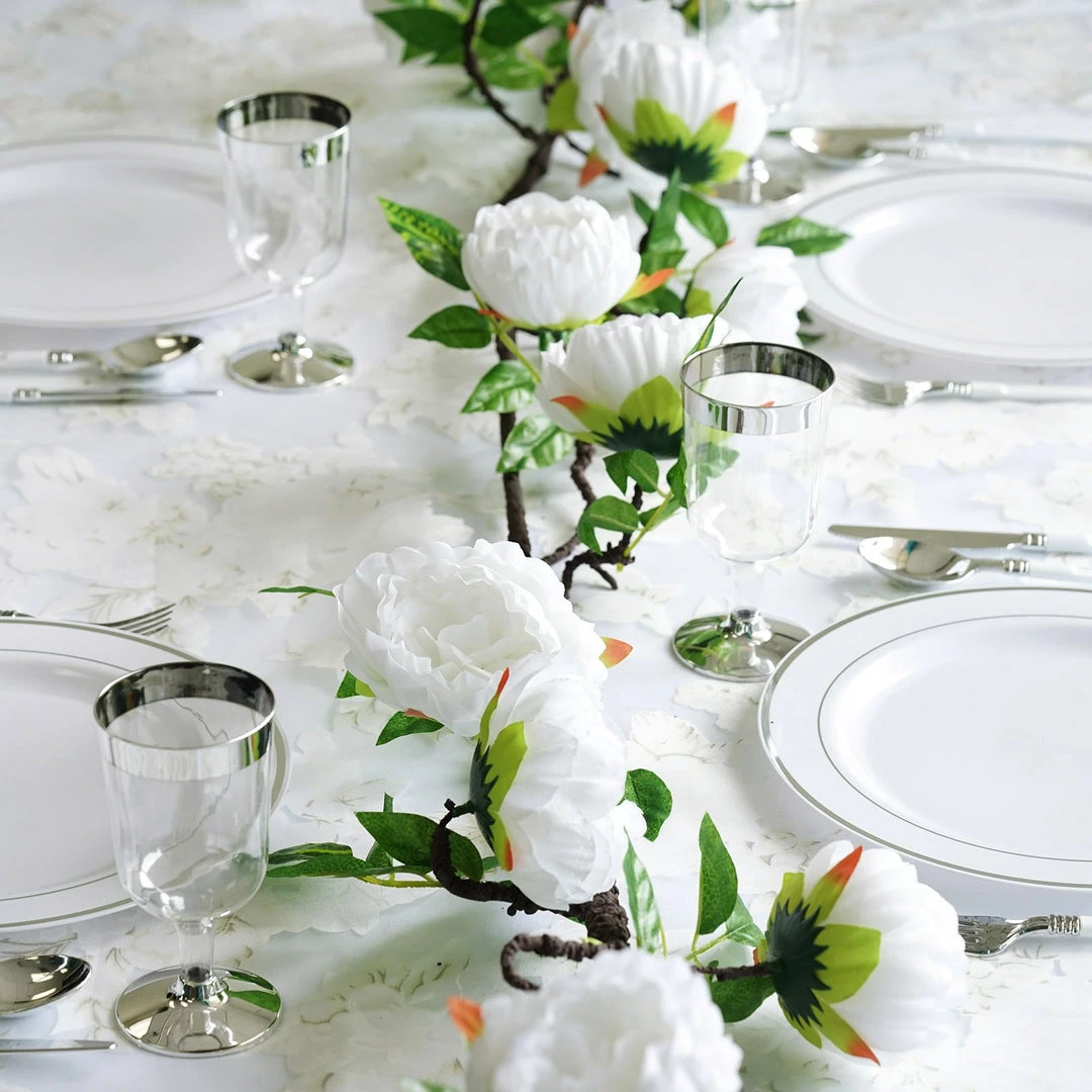 HIER_1210 Artificial Flowers 6FT | White | 14 Flowers Silk Peony Garland | Bendable Wire Vines | Artificial Flower Garlands 11 HIER_1210 Artificial Flowers 6FT | White | 14 Flowers Silk Peony Garland | Bendable Wire Vines | Artificial Flower Garlands